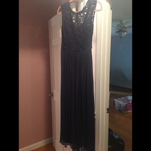 David’s Bridal Navy Blue Long Lace Dress Worn Once